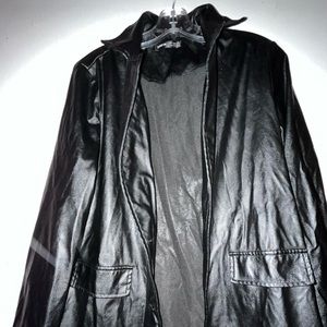 Black pleather long jacket
